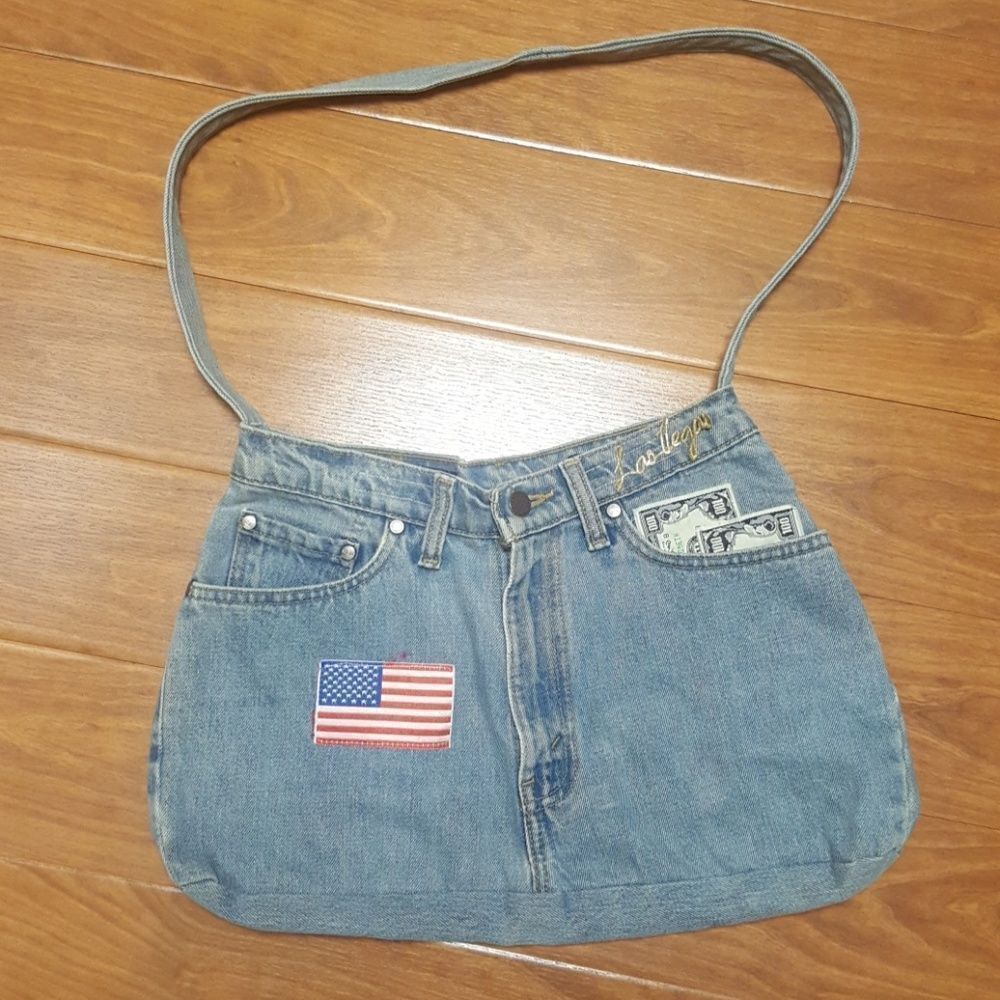 LEVI'S Custom Denim Flag Money Crossbody Handbag